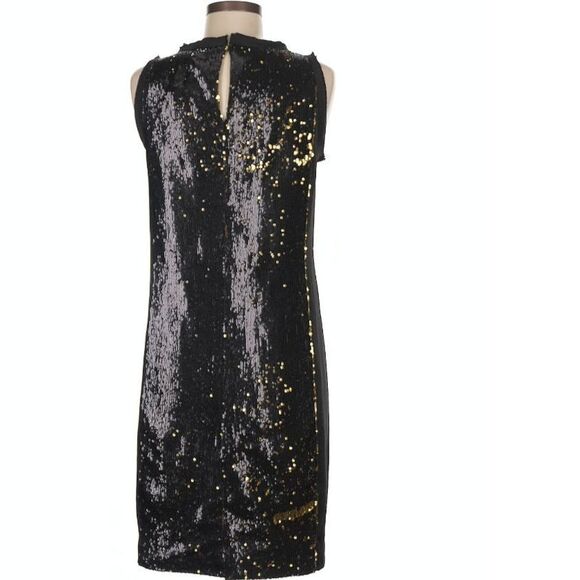 Michael Kors Black Gold Sequin Shift Dress Women’s Size 8 - Picture 2 of 7